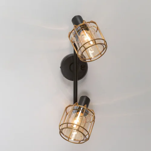 Бра с выключателем Таверна CL542622 Citilux прозрачный бронзовый янтарный на 2 лампы, основание чёрное в стиле кантри  фото 6