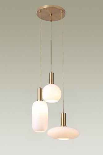 Светильник подвесной Martin V2892-3P Moderli белый 3 лампы, основание золотое в стиле модерн каскад фото 2