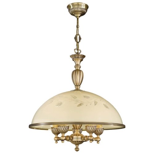 Люстра подвесная  L 6208/48 Reccagni Angelo жёлтая на 5 ламп, основание античное бронза в стиле классический 