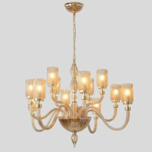 Люстра подвесная SILVESTRO SP12 AMBER Crystal Lux золотая янтарная на 12 ламп, основание золотое янтарное в стиле классический фото 5