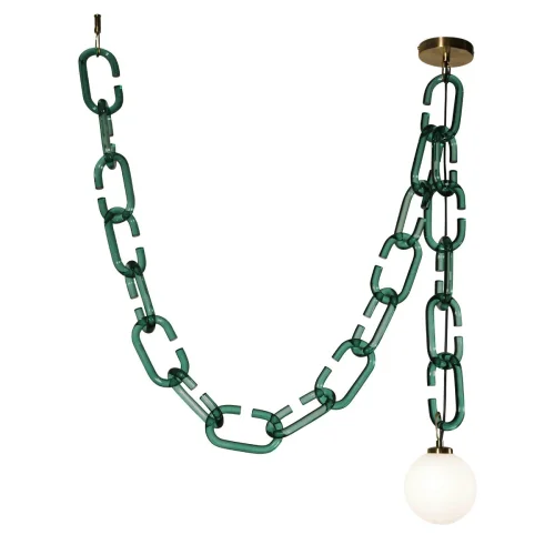 Светильник подвесной Chain 10128C Green LOFT IT белый 1 лампа, основание золотое зелёное в стиле современный шар фото 3