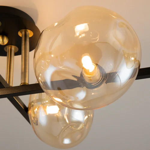 Люстра потолочная Девис CL201161 Citilux бежевая янтарная на 6 ламп, основание коричневое в стиле лофт современный шар фото 5