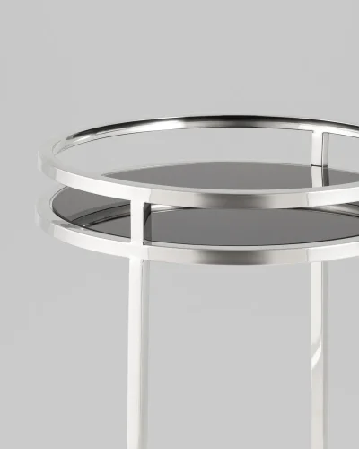 Журнальный столик Гестия 41*60 , стекло черное, сталь серебро УТ000039401 Stool Group столешница чёрная из стекло фото 4