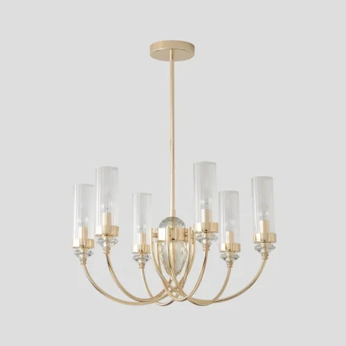 Люстра на штанге SECRET SP6 GOLD Crystal Lux прозрачная на 6 ламп, основание золотое в стиле классический фото 2 Люстра на штанге SECRET SP6 GOLD Crystal Lux прозрачная на 6 ламп, основание золотое в стиле классический фото 2