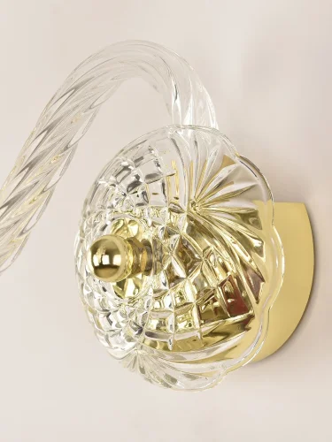 Бра 112B/1/165 G V7010 Bohemia Ivele Crystal без плафона на 1 лампа, основание золотое прозрачное в стиле классический виноград фото 2