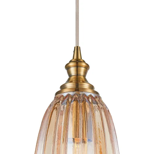 Светильник подвесной Corruga 2185-1P Favourite прозрачный янтарный 1 лампа, основание латунь в стиле современный  фото 3