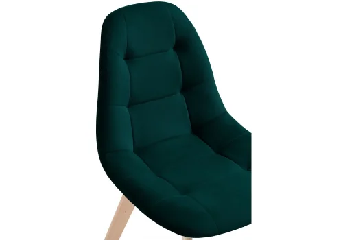 Деревянный стул Filip green / wood 15100 Woodville, зелёный/велюр, ножки/массив бука дерево/натуральный, размеры - ****460*530 фото 5