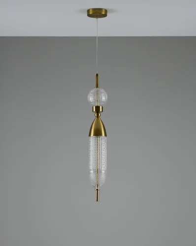 Светильник подвесной LED Candle V10916-PL Moderli прозрачный 1 лампа, основание бронзовое в стиле современный выдувное фото 2
