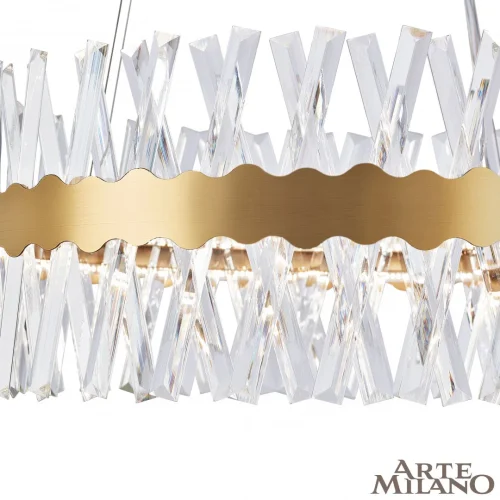 Люстра подвесная LED с пультом AM-Venezia 311096/D600 BS Arte Milano прозрачная на 1 лампу, основание латунь в стиле современный кольца с пультом фото 4
