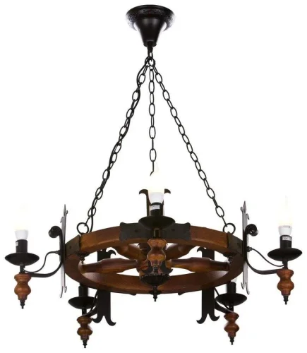 Люстра подвесная  586-703-05 Velante без плафона на 5 ламп, основание чёрное коричневое в стиле кантри 