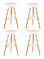 Табурет барный набор 4 шт. SET-4 652PP-LMZL ROYCE, цвет сиденья белый (W-02), цвет основания светлый бук Dobrin, /полимер, ножки/металл/дерево/светлый бук, размеры - *770***470*470
