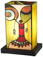 Настольная лампа Тиффани 809-804-01 Velante разноцветная 1 лампа, основание чёрное металл в стиле тиффани девушка