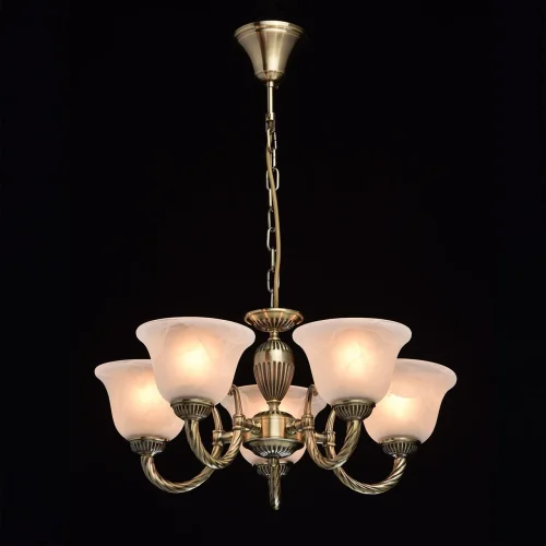 Люстра подвесная Ариадна 450016305 MW-Light белая на 5 ламп, основание бронзовое в стиле классический  фото 2