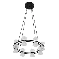 Светильник подвесной LED Vinora 8341/28L Lumion прозрачный на 1 лампу, основание чёрное в стиле минимализм современный хай-тек кольца