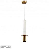 Светильник подвесной Lofty 10705-1 WH-BR iLamp белый 1 лампа, основание латунь в стиле современный 