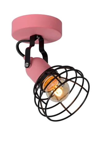 Спот с 1 лампой Paulien 08927/01/66 Lucide розовый чёрный E27 в стиле современный лофт 