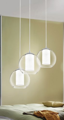 Светильник подвесной BOLSANO 92762 Eglo прозрачный белый 3 лампы, основание серое хром в стиле современный  фото 2