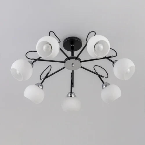 Люстра потолочная Стивен CL141271 Citilux белая на 7 ламп, основание чёрное в стиле современный  фото 6
