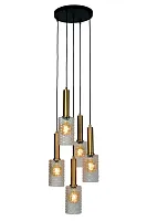 Светильник подвесной Coralie 45498/05/60 Lucide прозрачный 5 ламп, основание матовое золото в стиле классический каскад