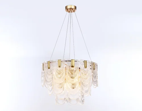Люстра подвесная TR5388 Ambrella light прозрачная на 12 ламп, основание золотое в стиле классический современный  фото 6
