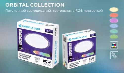 Светильник потолочный LED RGB с пультом Orbital Dance FF480 Ambrella light белый 1 лампа, основание белое в стиле современный хай-тек с пультом фото 12
