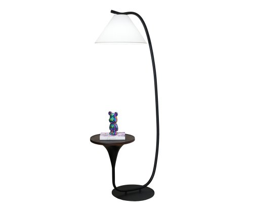 Торшер Эмби 07010-F,19 Kink Light со столиком белый на 1 лампу, основание чёрное в стиле современный кантри Торшер Эмби 07010-F,19 Kink Light со столиком белый на 1 лампу, основание чёрное в стиле современный кантри