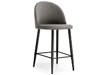 Барный стул Амизуре темно-серый / черный матовый 448663 Woodville, серый/велюр, ножки/металл/чёрный, размеры - ****480*530