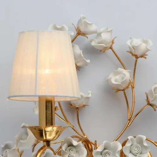 Бра Сицилия 282022102 Chiaro белый на 2 лампы, основание золотое в стиле классический флористика прованс  фото 4