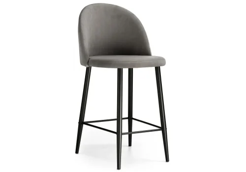 Барный стул Амизуре темно-серый / черный матовый 448663 Woodville, серый/велюр, ножки/металл/чёрный, размеры - ****480*530