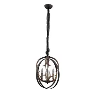 Светильник подвесной Leporano OML-51906-04 Omnilux коричневый без плафона 4 лампы, основание коричневое в стиле кантри 
