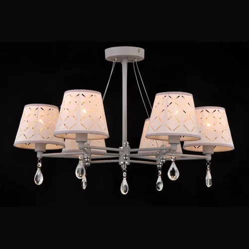 Люстра потолочная LISBON 81054-6C STAIN GRAY Natali Kovaltseva белая на 6 ламп, основание серое в стиле современный 