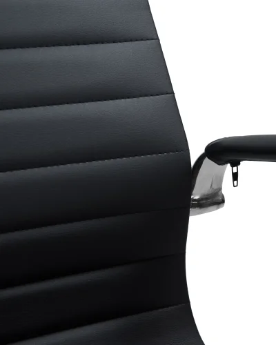 Офисное кресло для посетителей 102N-LMR CODY, цвет сиденья черный, цвет основания хромированная сталь Dobrin, чёрный/экокожа, ножки/металл/хром, размеры - ****535*600 фото 9