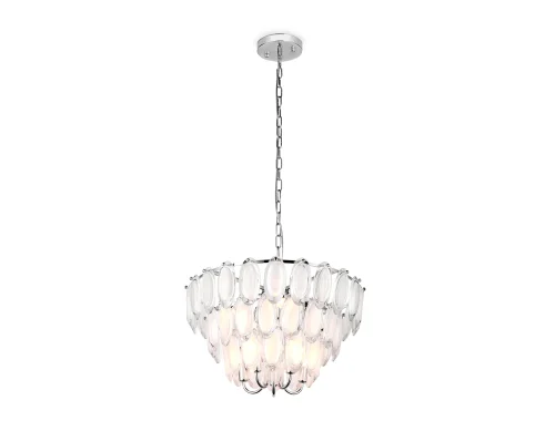 Люстра подвесная TR5177 Ambrella light белая прозрачная на 10 ламп, основание хром в стиле классический современный  фото 4