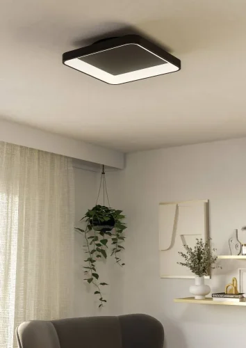 Светильник потолочный LED Loretello 901252 Eglo чёрный на 1 лампу, основание чёрное в стиле современный квадратный фото 2