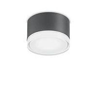 Потолочный светильник URANO PL1 SMALL ANTRACITE Ideal Lux уличный IP44 чёрный серый 1 лампа, плафон белый в стиле современный GX53