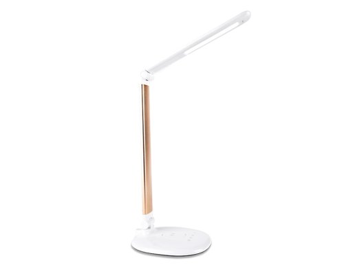 Настольная лампа LED DE525 Ambrella light белая 1 лампа, основание белое полимер в стиле хай-тек современный беспроводная зарядка