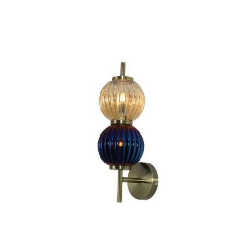 Бра Zhizel APL.608.11.02 Aployt синий янтарный на 2 лампы, основание бронзовое в стиле арт-деко современный молекула
