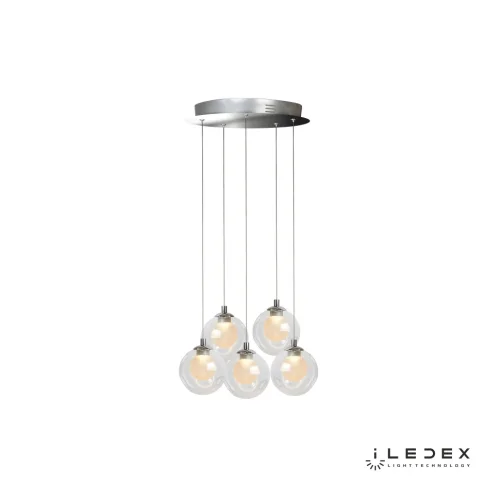 Светильник подвесной LED Epical C4492-5R CR iLedex прозрачный 1 лампа, основание хром в стиле современный хай-тек каскад шар фото 2