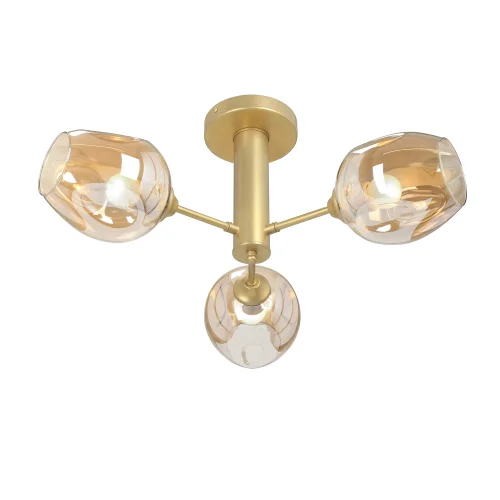 Люстра потолочная V3956-8/3PL Vitaluce бежевая на 3 лампы, основание золотое в стиле арт-деко  фото 3