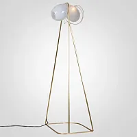 Торшер White glass trap floor lamp 85489-22 ImperiumLoft прозрачный белый на 1 лампу, основание латунь в стиле современный 