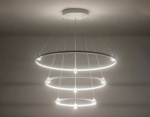 Люстра подвесная LED FL5511 Ambrella light белая на 1 лампа, основание белое в стиле современный хай-тек кольца фото 3