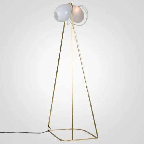 Торшер White glass trap floor lamp 85489-22 ImperiumLoft прозрачный белый на 1 лампу, основание латунь в стиле современный 