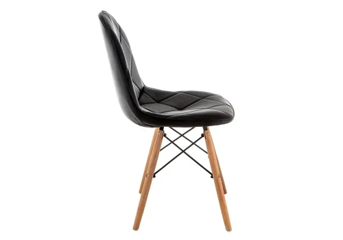 Деревянный стул Kvadro 1 black / wood 15366 Woodville, чёрный/экокожа, ножки/массив бука дерево/натуральный, размеры - ****440*510 фото 3