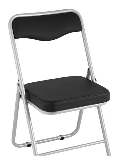 Складной стул Джонни экокожа черный каркас металлик УТ000035369 Stool Group, чёрный/экокожа, ножки/металл/серый, размеры - ****450*495 фото 2