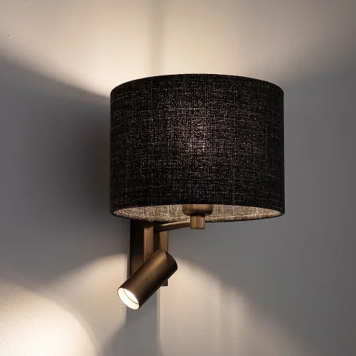 Бра с выключателем Santana A 11661-NW Nowodvorski чёрный на 1 лампу, основание коричневое в стиле современный для чтения фото 2