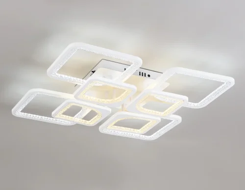 Люстра потолочная LED с пультом FA4423 Ambrella light белая на 1 лампа, основание белое в стиле современный хай-тек с пультом квадраты фото 4