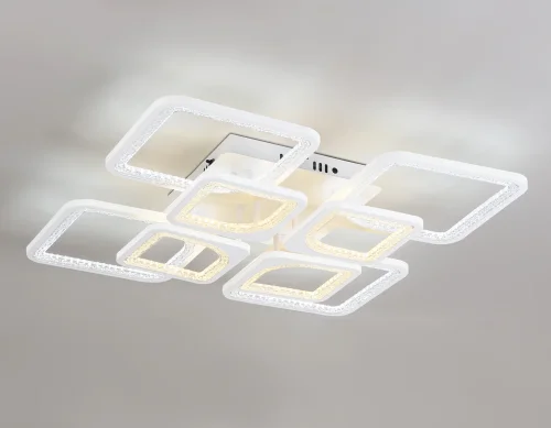 Люстра потолочная LED с пультом FA4423 Ambrella light белая на 1 лампу, основание белое в стиле современный хай-тек с пультом квадраты фото 4