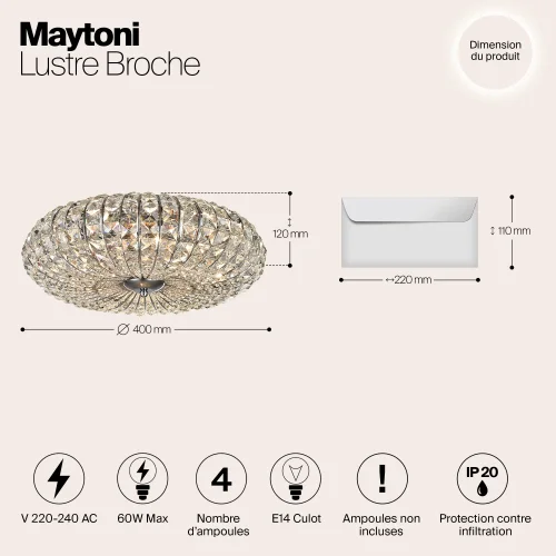 Люстра хрустальная Broche DIA902-04-N Maytoni прозрачная на 4 лампы, основание хром в стиле современный фото 3