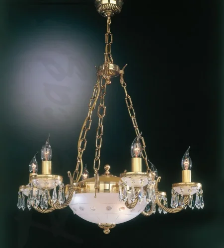 Люстра подвесная L 4751/6+2 Reccagni Angelo белая на 8 ламп, основание золотое в стиле классический 
