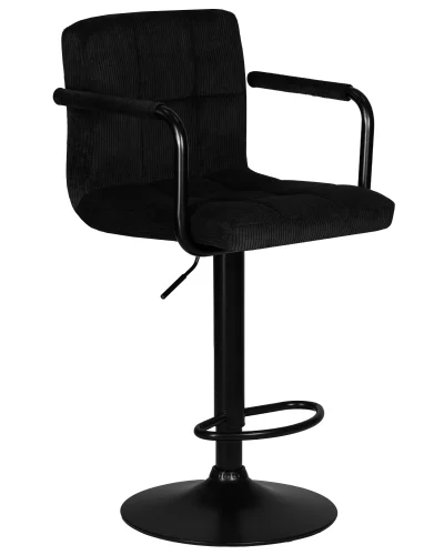 Стул барный 5011_BlackBase-LM KRUGER ARM BLACK, цвет сиденья черный вельвет (LAR-E2041-52), цвет основания черный Dobrin, чёрный/вельвет, ножки/металл/чёрный, размеры - 920*1130***510*490 фото 2